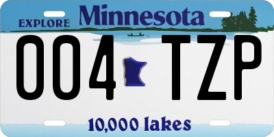 MN license plate 004TZP