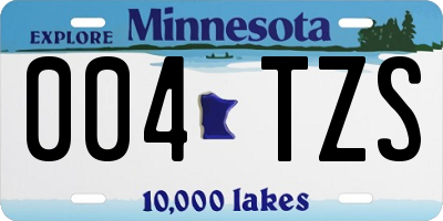 MN license plate 004TZS
