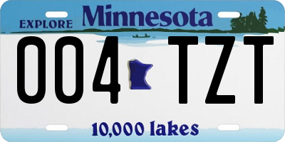 MN license plate 004TZT