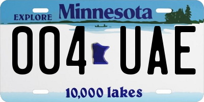 MN license plate 004UAE