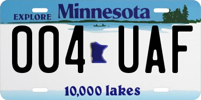 MN license plate 004UAF