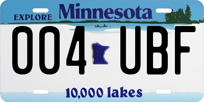 MN license plate 004UBF