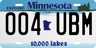 MN license plate 004UBM