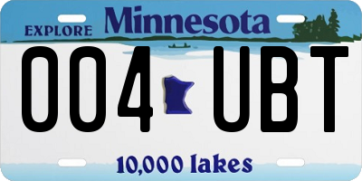 MN license plate 004UBT