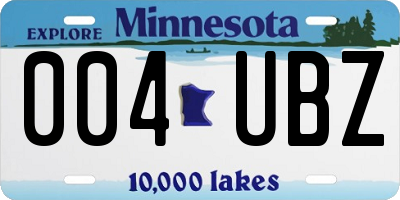 MN license plate 004UBZ
