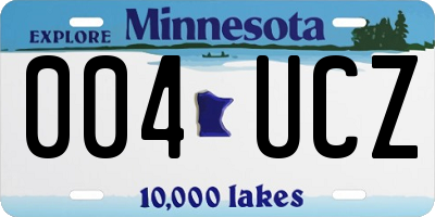 MN license plate 004UCZ
