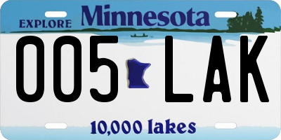 MN license plate 005LAK