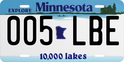 MN license plate 005LBE