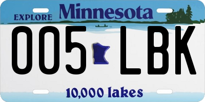 MN license plate 005LBK