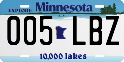 MN license plate 005LBZ