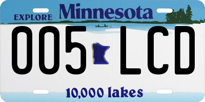 MN license plate 005LCD