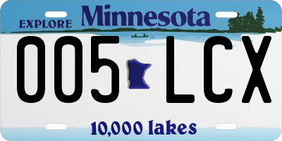 MN license plate 005LCX