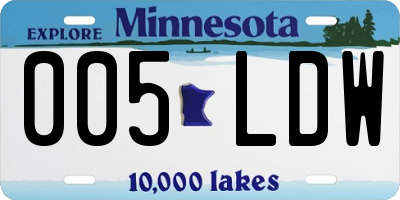 MN license plate 005LDW