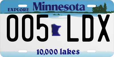 MN license plate 005LDX