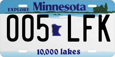 MN license plate 005LFK