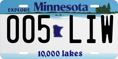 MN license plate 005LIW