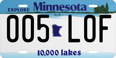 MN license plate 005LOF
