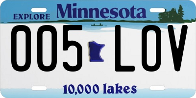 MN license plate 005LOV