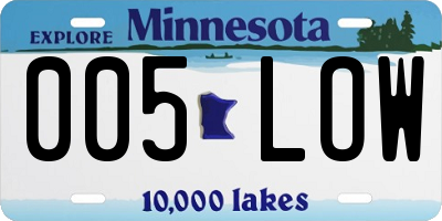 MN license plate 005LOW
