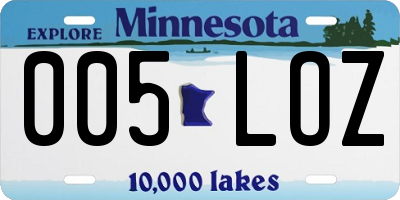 MN license plate 005LOZ