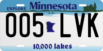 MN license plate 005LVK