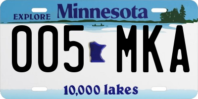 MN license plate 005MKA
