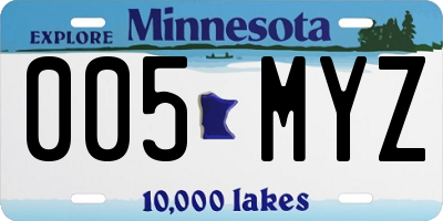 MN license plate 005MYZ