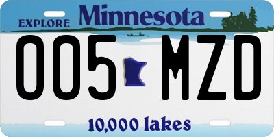 MN license plate 005MZD