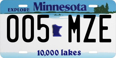 MN license plate 005MZE