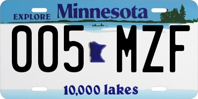 MN license plate 005MZF