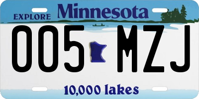 MN license plate 005MZJ