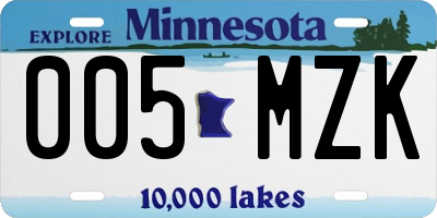 MN license plate 005MZK