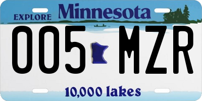MN license plate 005MZR