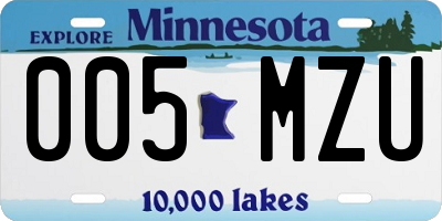 MN license plate 005MZU