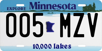 MN license plate 005MZV
