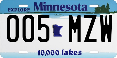MN license plate 005MZW