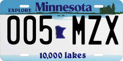 MN license plate 005MZX