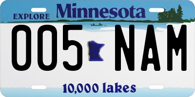 MN license plate 005NAM