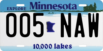 MN license plate 005NAW