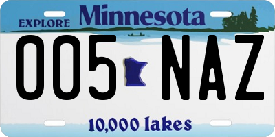 MN license plate 005NAZ