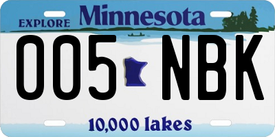 MN license plate 005NBK