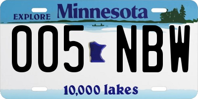 MN license plate 005NBW