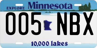 MN license plate 005NBX