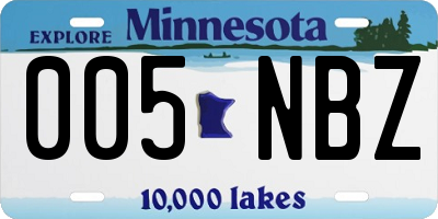 MN license plate 005NBZ