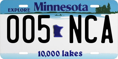 MN license plate 005NCA