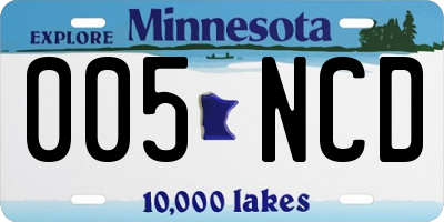MN license plate 005NCD