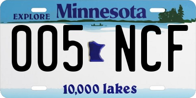 MN license plate 005NCF