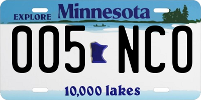 MN license plate 005NCO