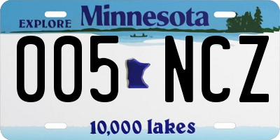 MN license plate 005NCZ