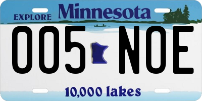 MN license plate 005NOE